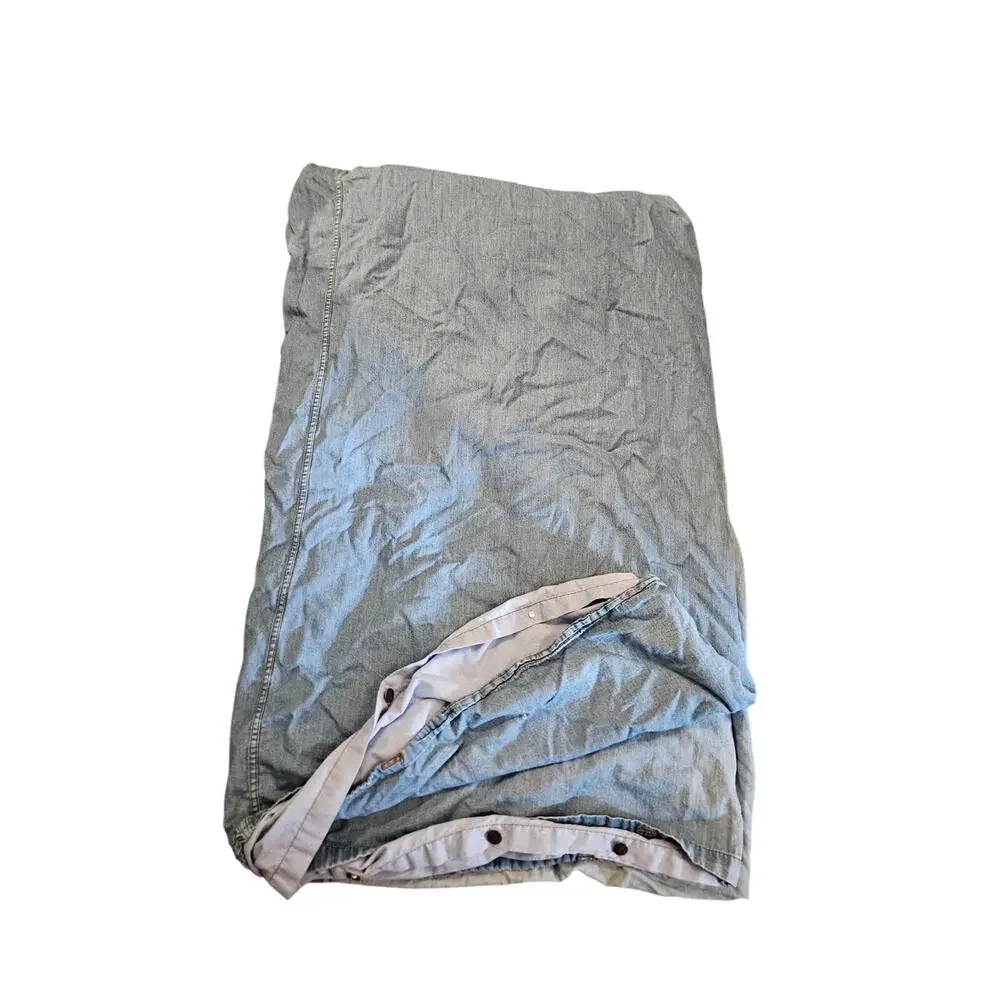 Vintage 90s Queen/Full Blue Denim Jean Duvet Cover Rivet Buttons Rustic Cabin